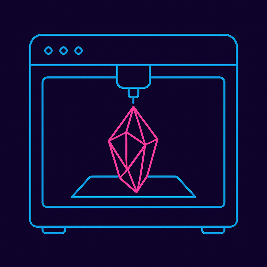 Ilustracja drukarki 3D w stylu line art