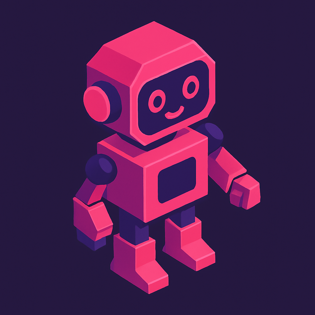 Ilustracja izometrycznego robota symbolizującego usługi AI